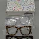 Oversized Reading Glasses Women Men Oprah Style Blue Light Blocking Computer Square Reader Spring Hinge Eyewear LK6085 (C1black+c2brown Tortoise+c3white) +1.75