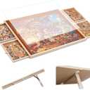 Tilting Puzzle Board with Drawers and Cover, 1000 Piece, 30" x 22", Portable Wooden Jigsaw Puzzle Table for Adults and Kids, 4 Drawers