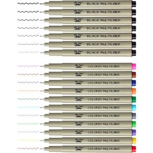Mr. Pen- Drawing Pens for Artists, 18 Pack, Black Ink Multiliner, Colorful 0.3mm Artist Pens