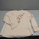 Allegra K Women's Ruffle Blouse for Business Work Elegant V Neck Long Sleeve Casual Dressy Top (Light Beige), Medium