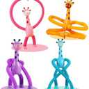 Telescopic Suction Cup Giraffe Toy, 4 Packs Pop Tubes Giraffe Fidget Toys Animal Autism Sensory Toy for Toddlers Travel Essential Educational Classroom Treasure Box Stretchy Animals Party Favors
