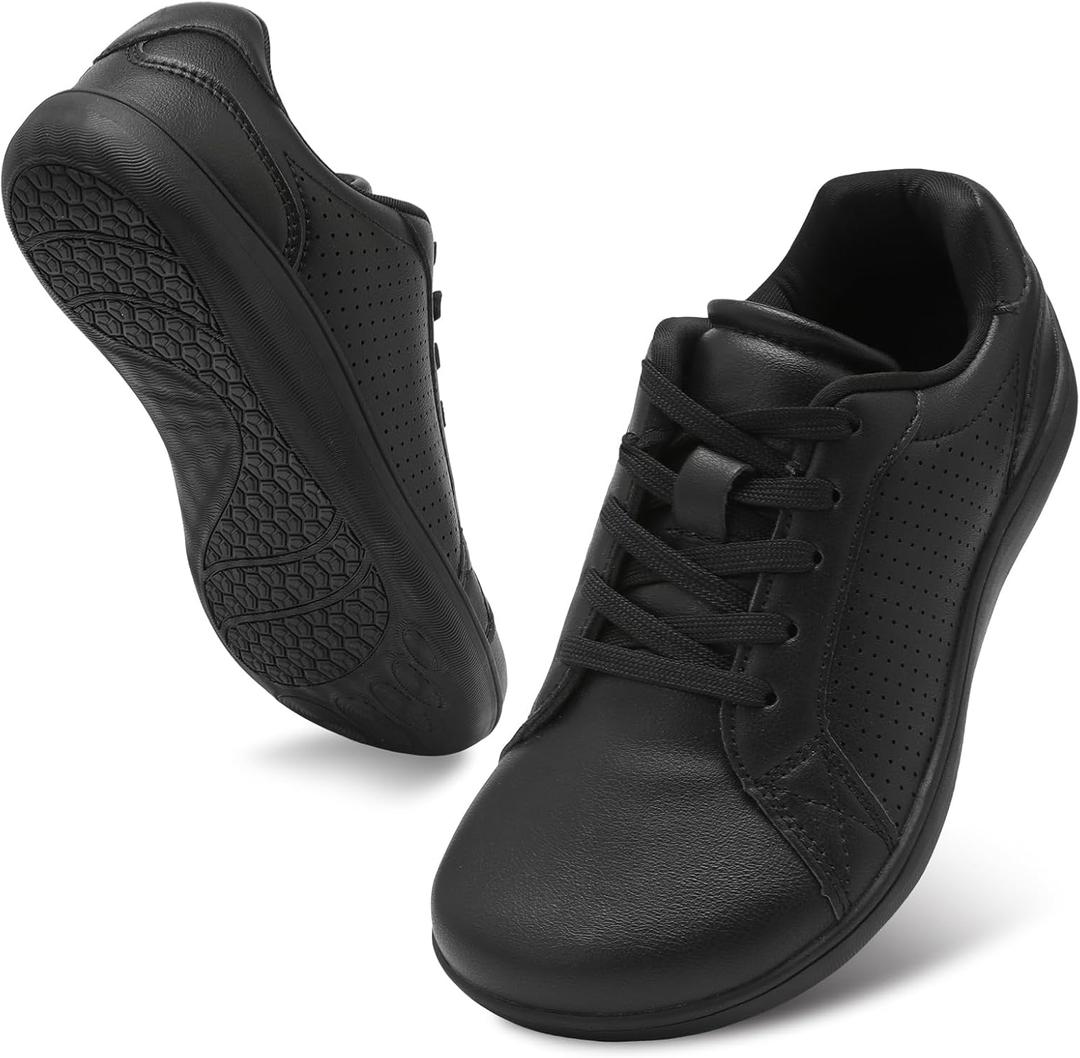 relxfeet Women's Minimalist Barefoot Shoes Zero Drop Walking Shoes Lightweight Fashion Sneakers Wide Toe Box (6 Wide, All Black)