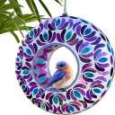 Lily's Home 8 Inches Glass Mosaic Hanging Bird Feeder for Outdoors Fly-Through Large Bird Feeder for Outdoor Garden Decor Backyard, Animals Lovers Gift, Purple and Blue