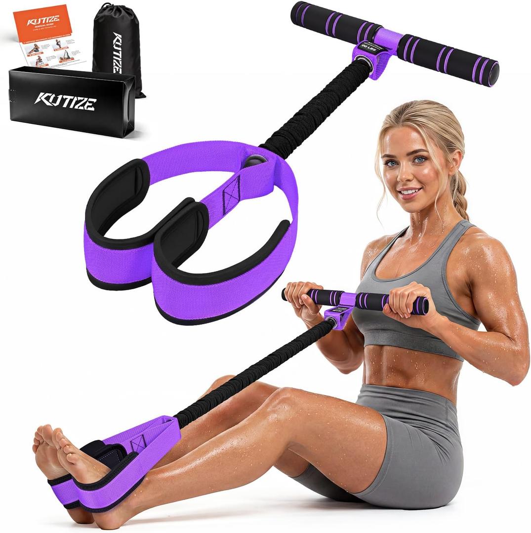 KUTIZE Multifunction Pedal Resistance Band with Handle, Upgraded Exercise Equipment with Soft Foot Pedal for Sit Up & Full-Body Home Gym Workouts, Core/ABS Training, Pilates, Yoga & Physical Therapy