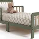 Storkcraft Pasadena Toddler Bed (Olive & Driftwood) - GREENGUARD Gold Certified, Fits Standard Crib Mattress, Toddler Rails Included, Complete Design with Headboard & Footboard