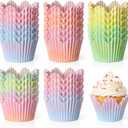 Potchen 200 Pcs Flower Petal Cupcake Liners Pastel Floral Petal Baking Cups Cupcake Liners for Cake Spring Easter Weddings Baby Showers Desserts Bridal Birthday Party Supplies