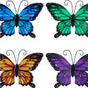 hogardeck Metal Butterfly Wall Decor, 4 PCS Multicolor Butterfly Spring Decor for Indoor Outdoor, Decorative Hanging Wall Art for Kitchen, Living Room, Porch, Garden, Yard