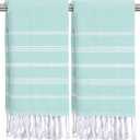 cabanana Hand Towels for Bathroom - 2-Pack, 20x30 Inch-100% Cotton, Turkish Bathroom Hand Towels, Super Absorbent & Quick-Dry Soft for Bath, Kitchen, Spa, Face, Hair, Dishcloth (Aqua)