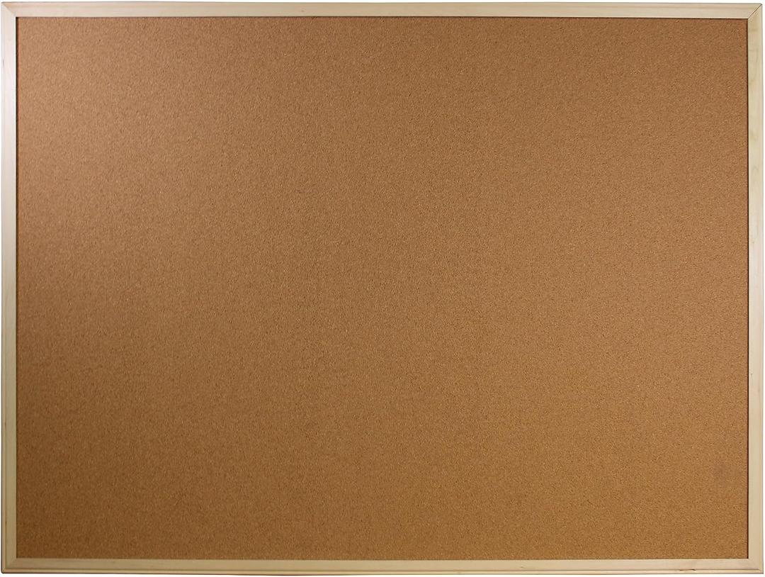 Flipside Products 36" x 48" (3' x 4') Large Cork Bulletin Board, Natural Wood Framed, Message and Vision Board, Memo Pin, Hanging Wall Mounted