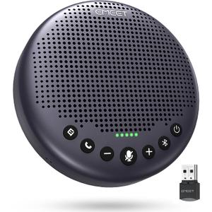EMEET Conference Speaker and Microphone w/8 Mics, 360 Voice Pickup, Noise Reduction, Bluetooth/USB/Dongle Speakerphone for 10 People w/Daisy Chain for 18, Compatible w/Leading Platforms, 2025 Version