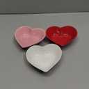 Tioncy 3 Pcs Heart Shaped Ceramic Bowls Valentine's Day Salad Bowls 5 Inch Love Heart Appetizer Plates, Dessert Snack Dishes Gifts for Valentine's Day Party Wedding Birthday Party Red Pink White
