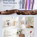 FOOGWEE 9.8" Acrylic Straw Holder for Cabinet Door - Straw Organizer with Ultra-Sticky Adhesive, Kitchen & RV Essensials, 5-Compartment Storage for Reusable Straws & Brushes, Colored Pencils, Markers (Clear)