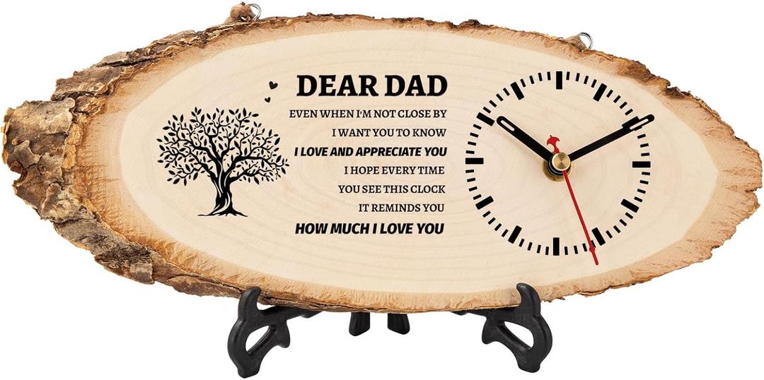 BeauGift Dad Gifts, Wooden Clock Gifts for Dad from Daughter Son Kids, Daddy Birthday Gift Idea for Papa Father Who Wants Nothing, Fathers Day Present from Child to My Dad