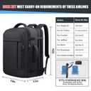 JARWAM Expandable Travel Backpack 50L-60L, Extra Large Carry on Backpack Hiking Camping Rucksack with Waterproof Wet Pocket, Anti-Theft 19 Inch Gaming Laptop Bag for Road Trip Outdoor Sports, Black