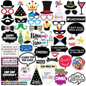 Funny Birthday Photo Booth Props - 47 Pieces - Funny Birthday Party Supplies for Him or Her - Photo Booth Decorations, Favors and Gifts