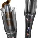 LANDOT Automatic Rotating Curling Iron 1-Inch - Versatile Styling for Salon Waves, Curls & Spirals | 8 Temp Settings & Anti-Scald Design for All Hair Types | Perfect for Daily Use & Beginners (Black)