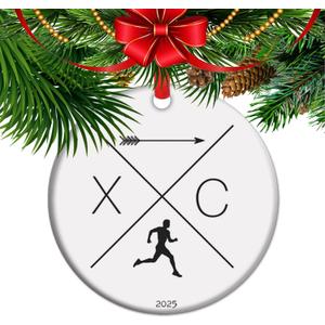 2025 Running Christmas Ornament, XC Run Lover Gift, Cross Country Gifts for Male Runner Marathoner (C6)