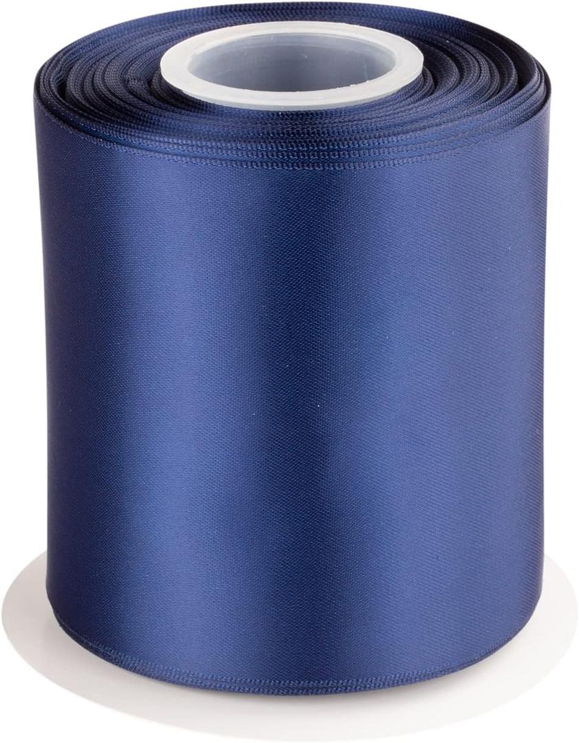4" Inch Double Faced Satin Ribbon Navy Solid Polyester Craft Ribbon - 25 Yards Perfect for Gift Wrapping, Crafts, Wreath, Wedding Party Ceremony Decoration, Floral Arrangement, Sewing