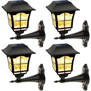 MAGGIFT 4 Pack Solar Wall Lantern Outdoor Playhouse Lights Waterproof 15 Lumens Solar Wall Sconce Light Fixture with Wall Mount Kit for Storage Shed Fence Garden Decor