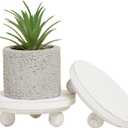 Defined Deco Mini risers for display,Wood Risers for Decor,Small 4Round Wooden Riser, Farmhouse Wood Riser, Rustic Pedestal Display Stand,Display Risers for Tiered Tray Decor(Set of 2,White)