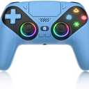 Dinosoo RGB Wireless Controller for PS5/PlayStation 5 PC, Bluetooth Controller with Turbo, Macro, Dynamic Vibration, 6-Axis Motion Control, 3.5mm Audio Jack, 1000mAh Battery, Speaker - Blue