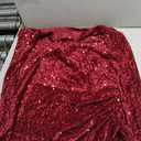 Zeflows Womens Sequin One Shoulder Sleeveless Wedding Guest Dresses High Split Sparkly Glitter Gowns Bodycon Maxi Dresses, Maroon-S (S)