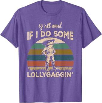 Y'all Mind If I Do Some Lollygagging Funny Cowboy Frog T-Shirt L
