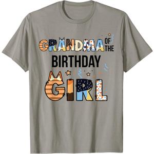 Grandma of The Birthday Girl Party Blue Dog Lover Matching T-Shirt, Size: L