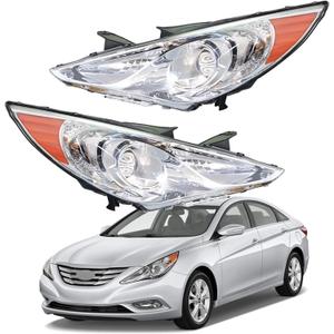 Headlights Headlamp Replacement for Sonata 2011-2014 Projector Headlight Clear Lens Amber Corner Pair Left and Right Side Replacement for HY2502159 HY2503159