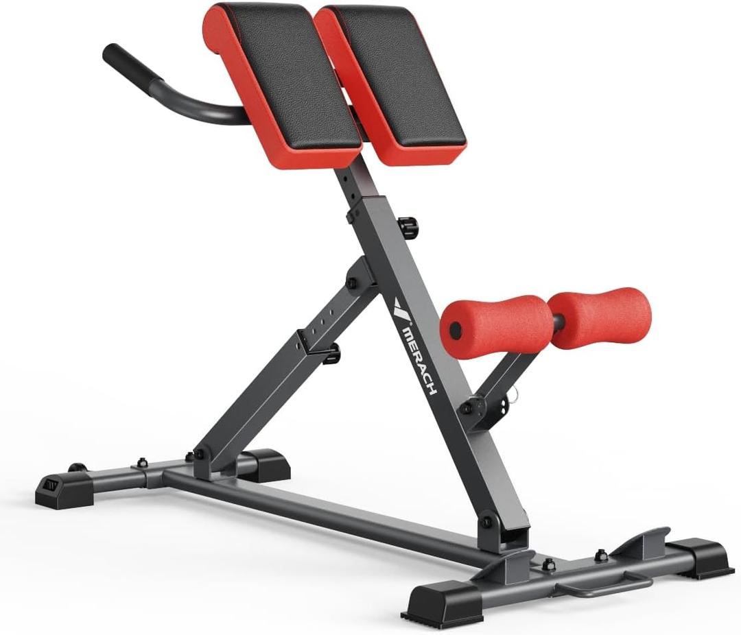 MERACH Roman Chair Back Extension, Adjustable Weight Bench, Home Gym Sit Up Bench for Glutes & Ab Workouts, Back Extension Machine, Hyperextension Roman Chair for Lower Back Pain Relief, Pro