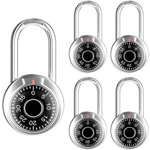 FIGODE Locker Lock, 2 in. Combination Lock, Keyless Long Padlock for Gym and School Lockers, Black Dial Lock, 5 Pack