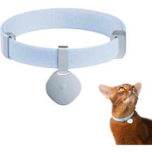 Safety Cat Collar Pro and Tag Set - U.S. IDA Gold Award, Elastic Release Cat Collar Charm Tag, Non Breakaway Cat Collar Adjustable with Charm for Kitten Small Large Cats (Sierra Blue, S)