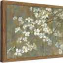 Wood Framed Vintage Floral Wall Art Neutral Green & Gray Flora Wall Decor, 36"L x 24"W