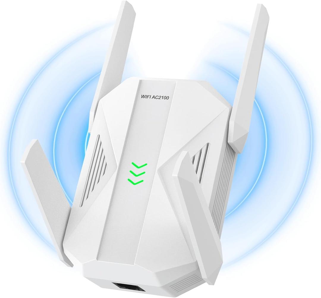2100Mbps WiFi Extender -AC2100 WiFi Extender Signal Booster with Gigabit Ethernet Port, WiFi Booster Dual-Band(5.8G&2.4G) Coverage to 12888 sp.ft, Faster Speed, Compatible with Multiple Devices