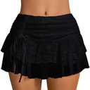 Verdusa Women's Y2k Lace Ruffle Mini Skirt Mesh High Waist Layered Skirt Skort Boho Outfits Micro Shorts, XS
