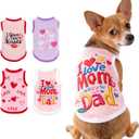 Topbuti 4 Pack Dog Shirts Summer Pet T Shirts Puppy Clothes Dog Clothing Breathable Cat Sleeveless Vest for Small Dogs Cats (Large, Love)