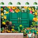 XCKALI Happy St. Patrick's Day Backdrop Green Door Hat Lucky Shamrock Photography Background Spring Irish St. Patrick's Day Party Decoration (8x6ft)