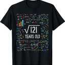 Square Root of 121 11th Birthday 11 Year Old Gifts Math Bday T-Shirt Small