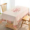 Hafangry Happy Mother's Day Tablecloth Pink Love Heart Floral I Love Mom Holiday Decoration Stripes Kitchen Dining Room Home Decor-60×84inch