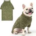 KOOLTAIL Thermal Knitted Dog Sweater for Small Medium Large Dogs, Turtleneck Cable Knit Doggy Winter Coat Warm Clothes Sweatshirt Outfits for Cold Weather, Pullover Pet Jumper for Puppy Cats Green, Medium