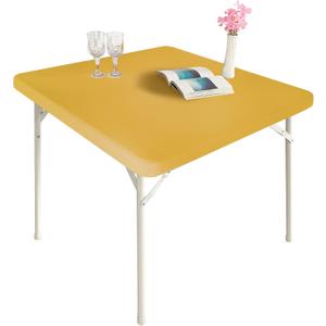 Cocktail Fitted Spandex Stretch Square Table Covers Caps Elastic Square Tablecloth Gold Table Topper 36x36 Inch