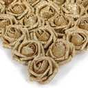 IPOPU Glitter Roses,25PCS Gold Roses Artificial Flowers Fake Rose with Stem for DIY Wedding Bridal Bouquet Home Party Decoration(Gold)