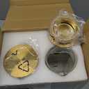 2 Pack 2 Liter/68 oz Square Glass Pitcher with Lid, Classic Stripes Water Pitchers with Handle for Fridge, Large Jug for Iced Tea, Coffee, Borosilicate Glass Carafe for Hot/Cold Brew Drink, Gold