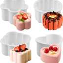 4 Pcs Silicone Mousse Cake Molds, 5 Inch Silicone Baking Mold, Flexible Nonstick silicone Cake Molds for Baking, Square Heart Flower Star Cake Pan for Cheese, Chocolate, Candy cake