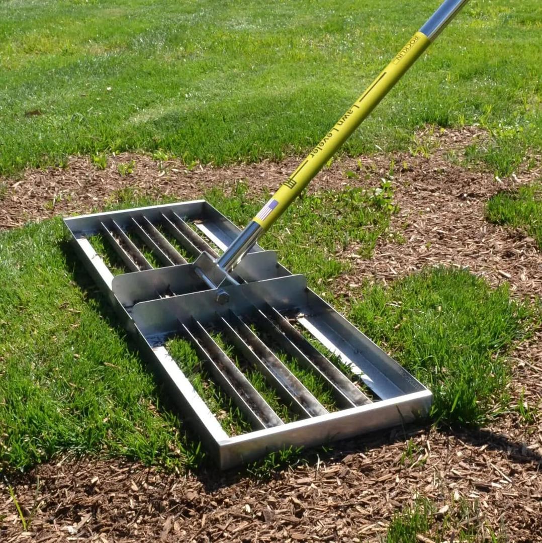 Rocklin Lawn Leveling Rake | Levelawn Tool | Level Soil or Dirt Ground Surfaces Easily | 30 x 10 Ground Plate | 78 Extra Long Handle | Stainless Steel
