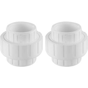 LESSO 2PCS PVC Pipe Fittings, 2" PVC Female Thread Union, High-Flow SCH40 Coupling Pipe Fitting for Plumbing, Irrigation, Pool, Spa, DIY Projects and NSF Certified
