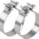 3.5 Inch Exhaust Clamp, 3 1/2" Narrow Band Muffler Clamp, Stainless Steel, 2pcs