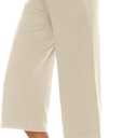 OYANUS Capris for Women Casual Summer Loose Comfy Drawstring Wide Leg Capri Pants with Pockets (Beige, XL)