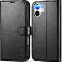 TUCCH Wallet Case for iPhone 16, Kickstand [RFID Blocking] 4 Card Slots [Protective TPU Interior Case], PU Leather Magnetic Shockproof Flip Cover Compatible with iPhone 16, Textured Black