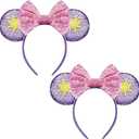 FANYITY Mouse Costume Ears,2 Pcs Mouse Ears Headbands for Girls & Women Party,Size Free (Purple sun 2)